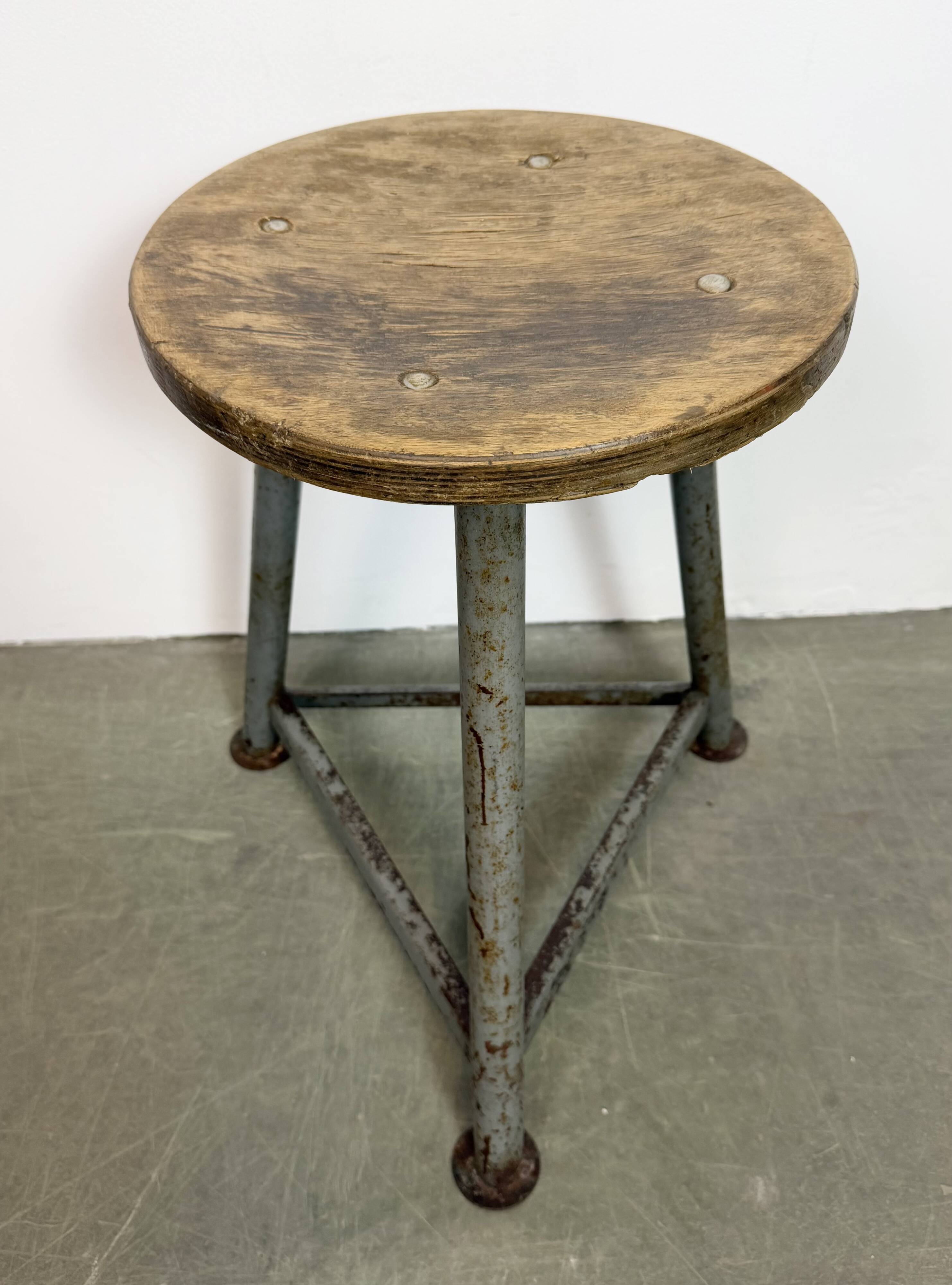 Grey Industrial Workshop Stool, 1960s