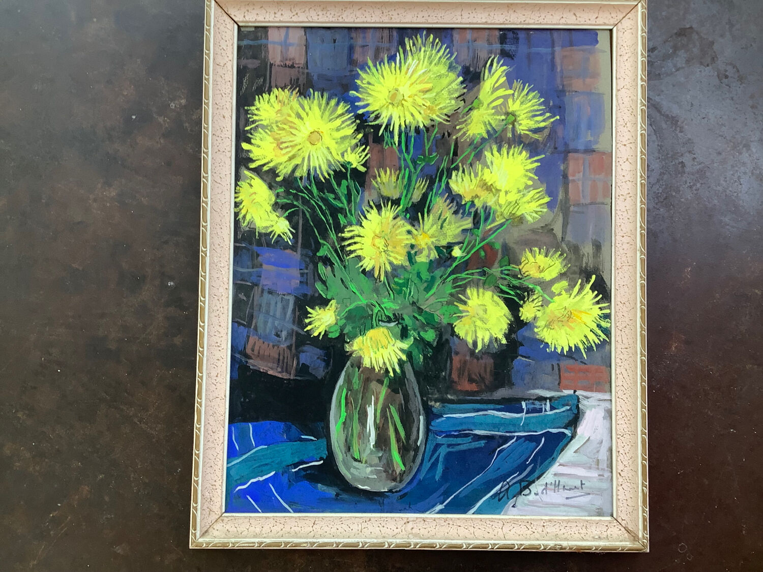 Painting vase of chrysanthemums