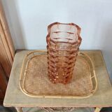 Vase 70s pink chiseled glass