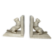 Art Deco, pair of crackled earthenware bookends featuring cats from Louvière around 1930.
