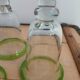 3 stemmed glasses in bubble and blown glass