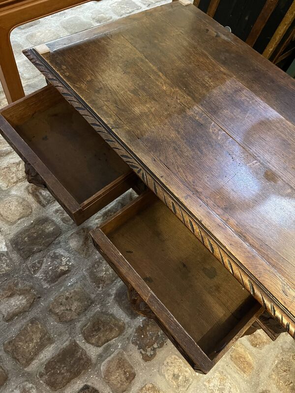 Petite Table / bureau style Henri II montants torsadés