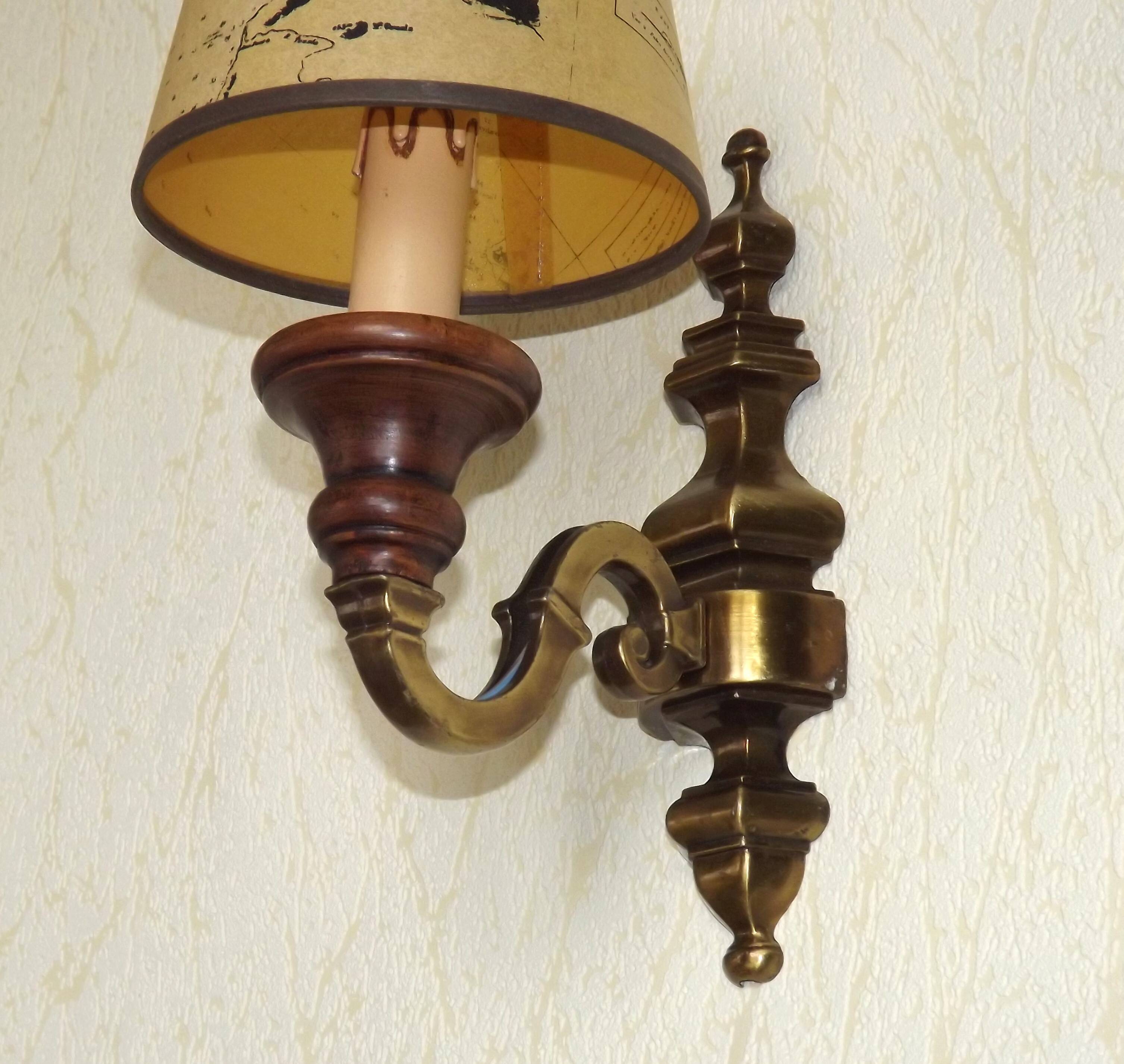 French Vintage Bronze Effect Metal Traditional Wall Light Card Shade 5169