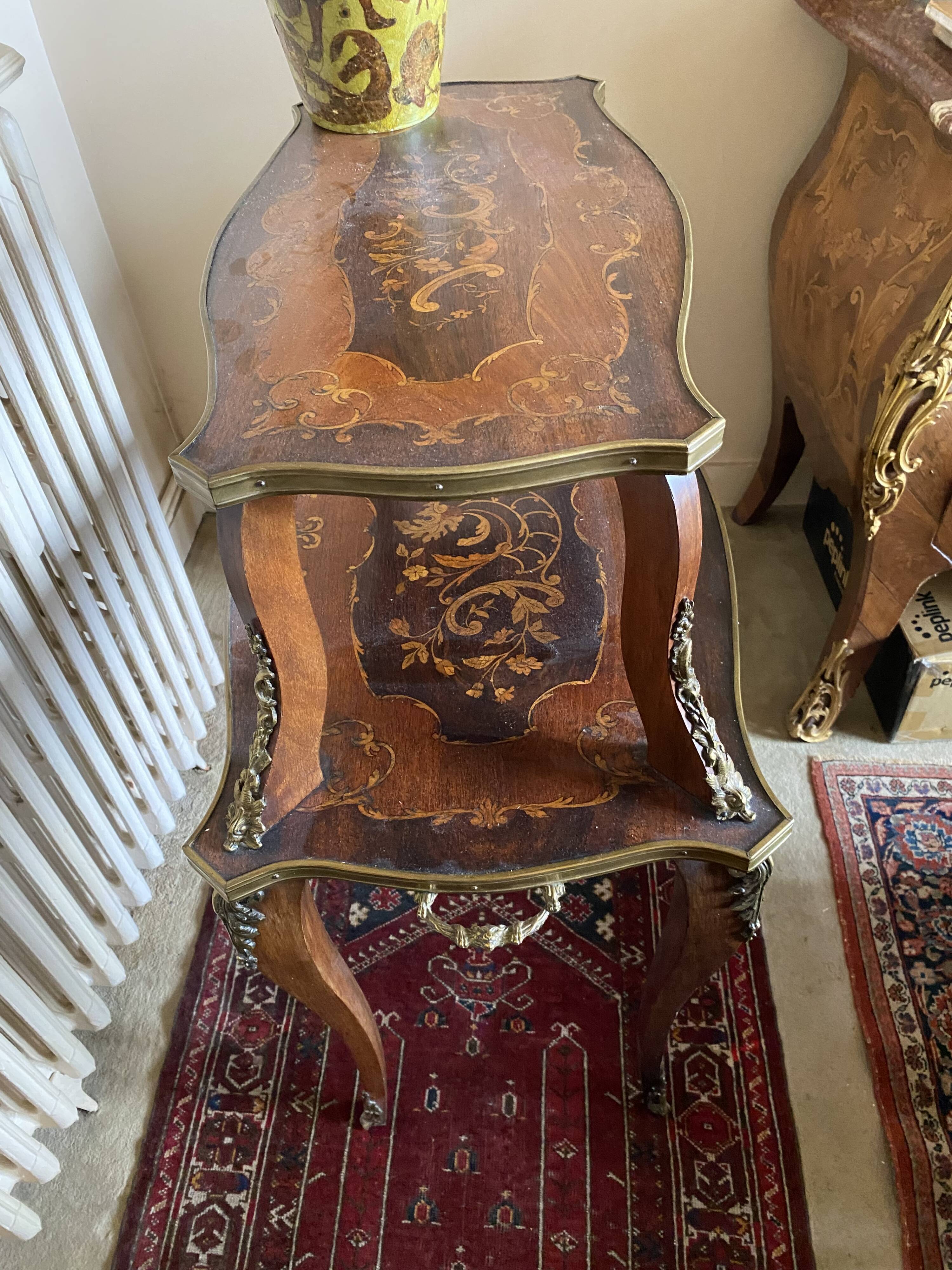 Dessert, rosewood marquetry tea table.