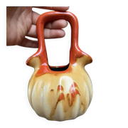 Vase soliflor double ouverture Belgique orange marron vintage