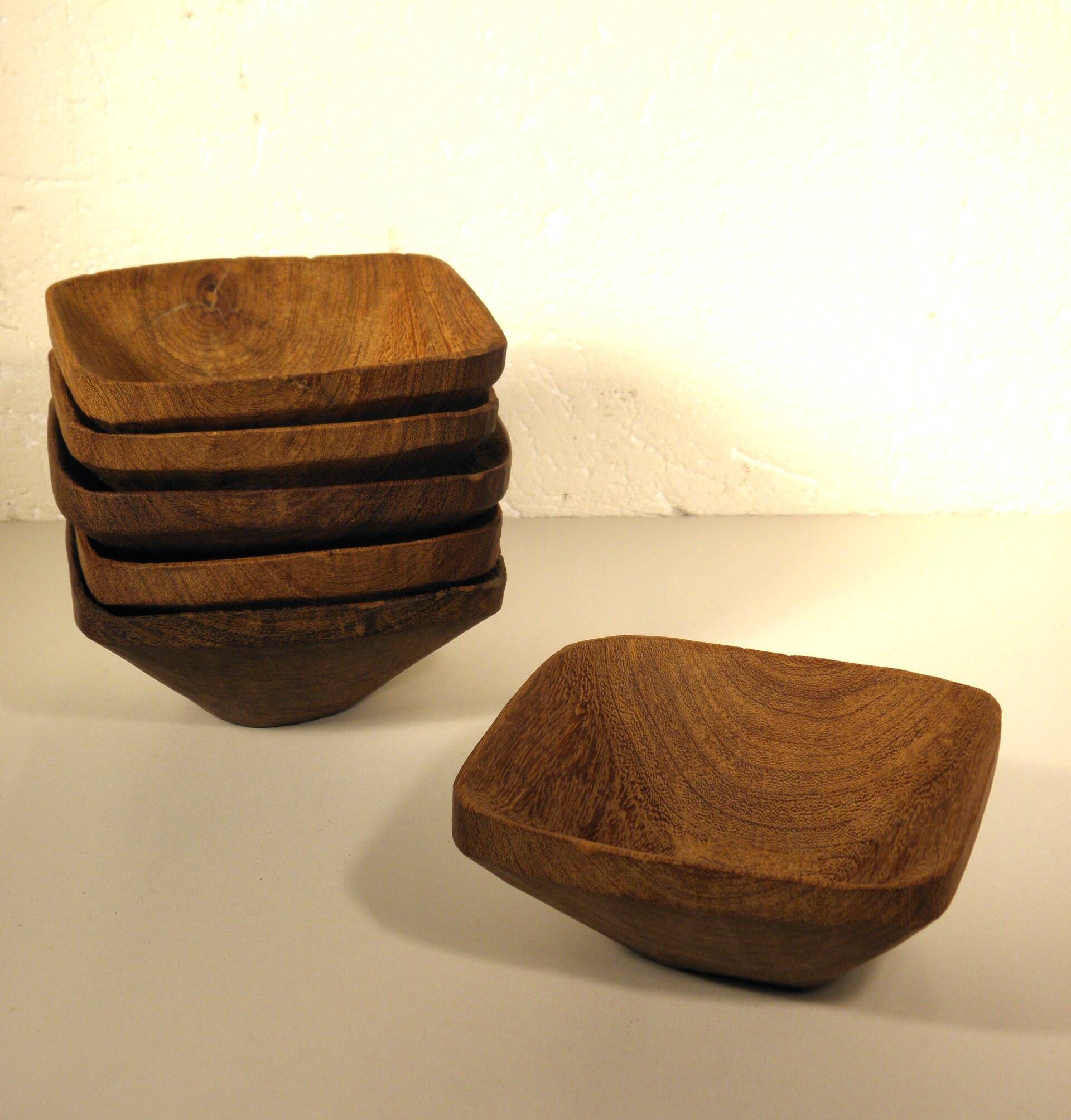 Exotic wood plate and bowl tray set