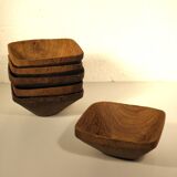 Exotic wood plate and bowl tray set