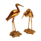 Couple of heron in vintage golden brass