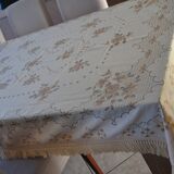 old cotton/linen tablecloth with fringes