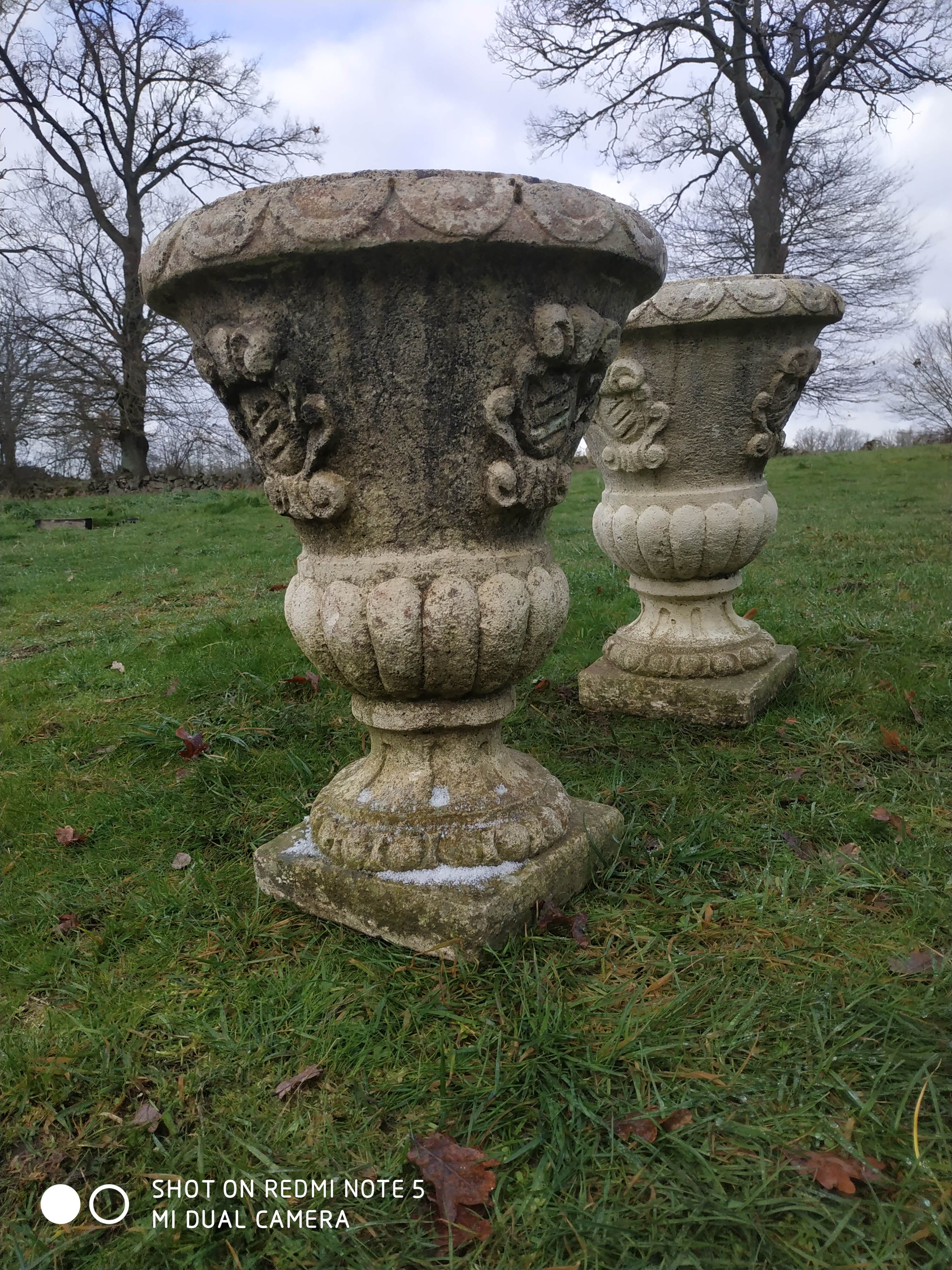 Pair of Medici stone planters