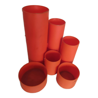 Pencil Holder Pencils Organizer Plastic Orange Vintage Space Age