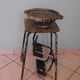 Workshop stepladder, retractable steps, antique, metal and wood, patina look