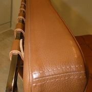 Steel and leather chair in the style of Knoll, 1980s.