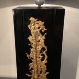 Large black lacquered lamp with gilt bronze decoration