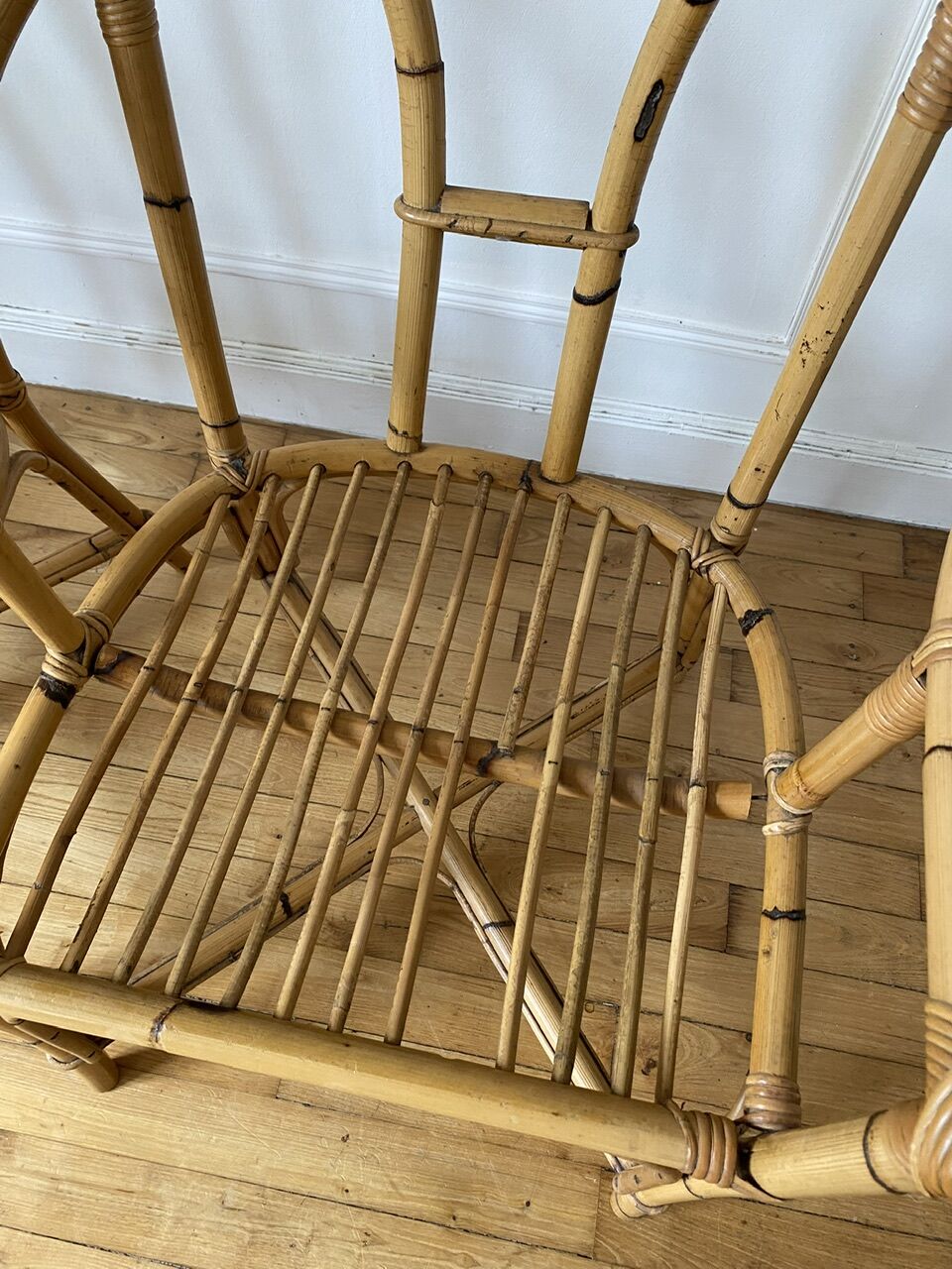 Pair of vintage rattan armchairs