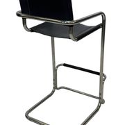 Tabouret de bar vintage en cuir noir et chrome, Italie