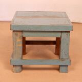 Antique Burmese teak bedside table with original blue patina
