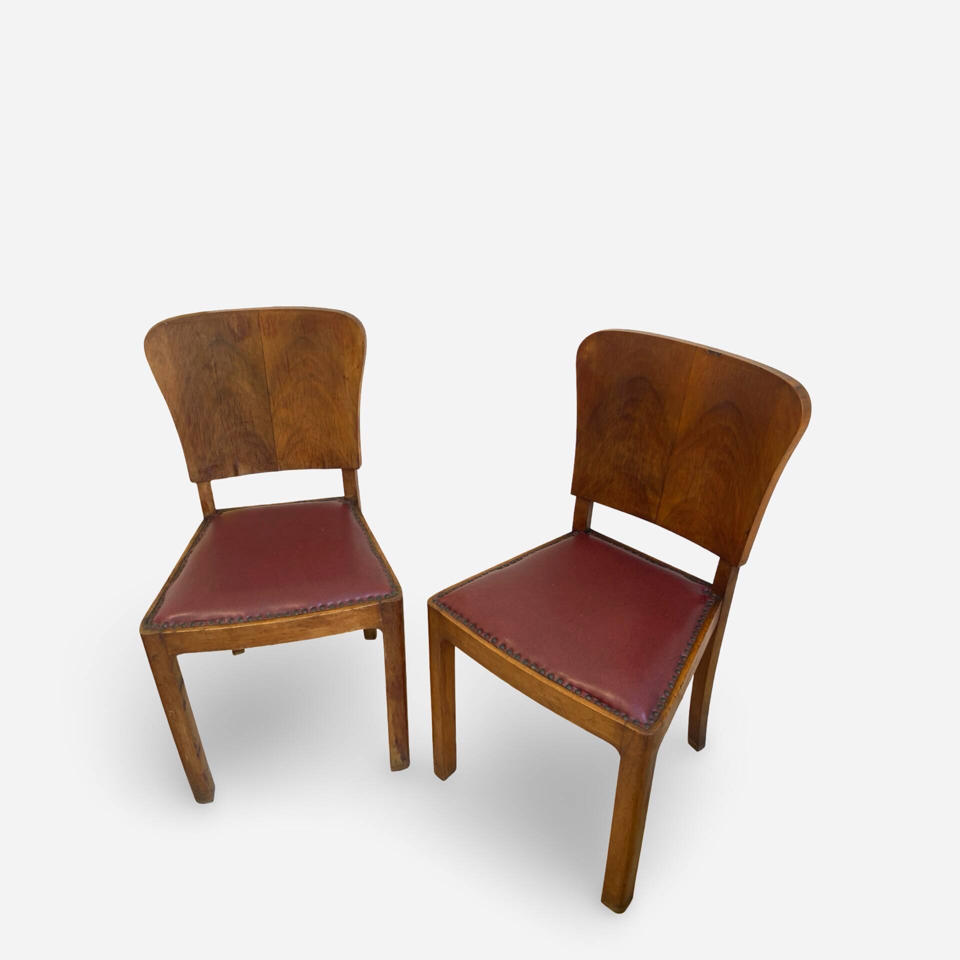 Set of 4 Art Deco dining chairs in walnut, Italy, 1930s-1940s.