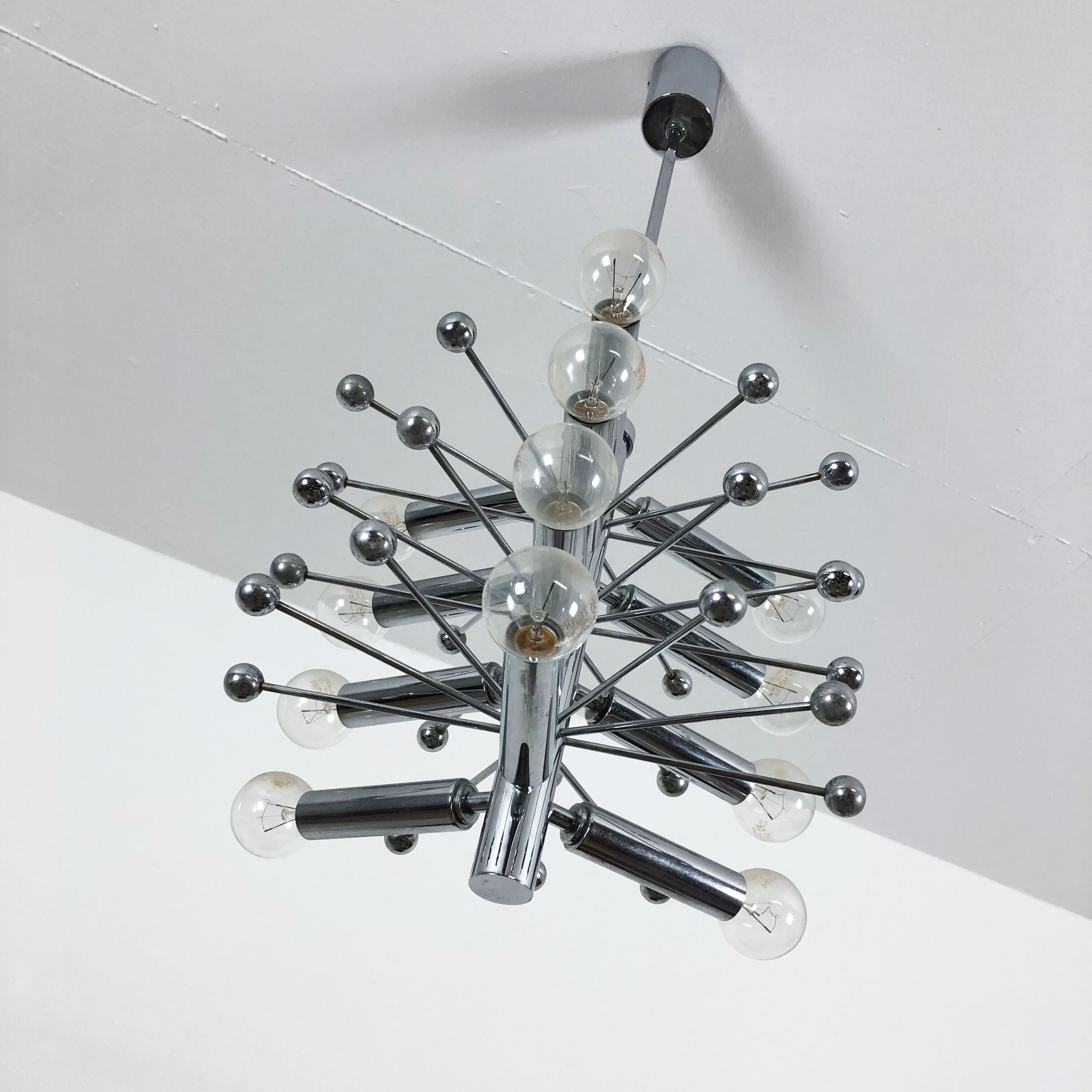 Modernist Chrome Sputnik Hanging Light, Cosack Lights 1970s, Germany