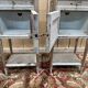 Pair of bedside tables – Louis XVI style – Painted wood, oak, brass, po