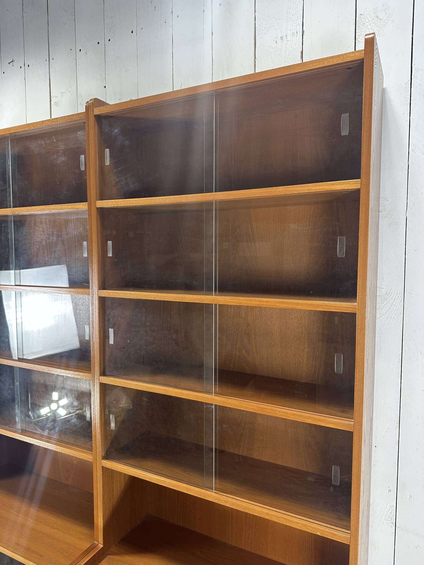 Pair of large vintage wooden display cabinets – 1960s/70s