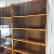 Pair of large vintage wooden display cabinets – 1960s/70s