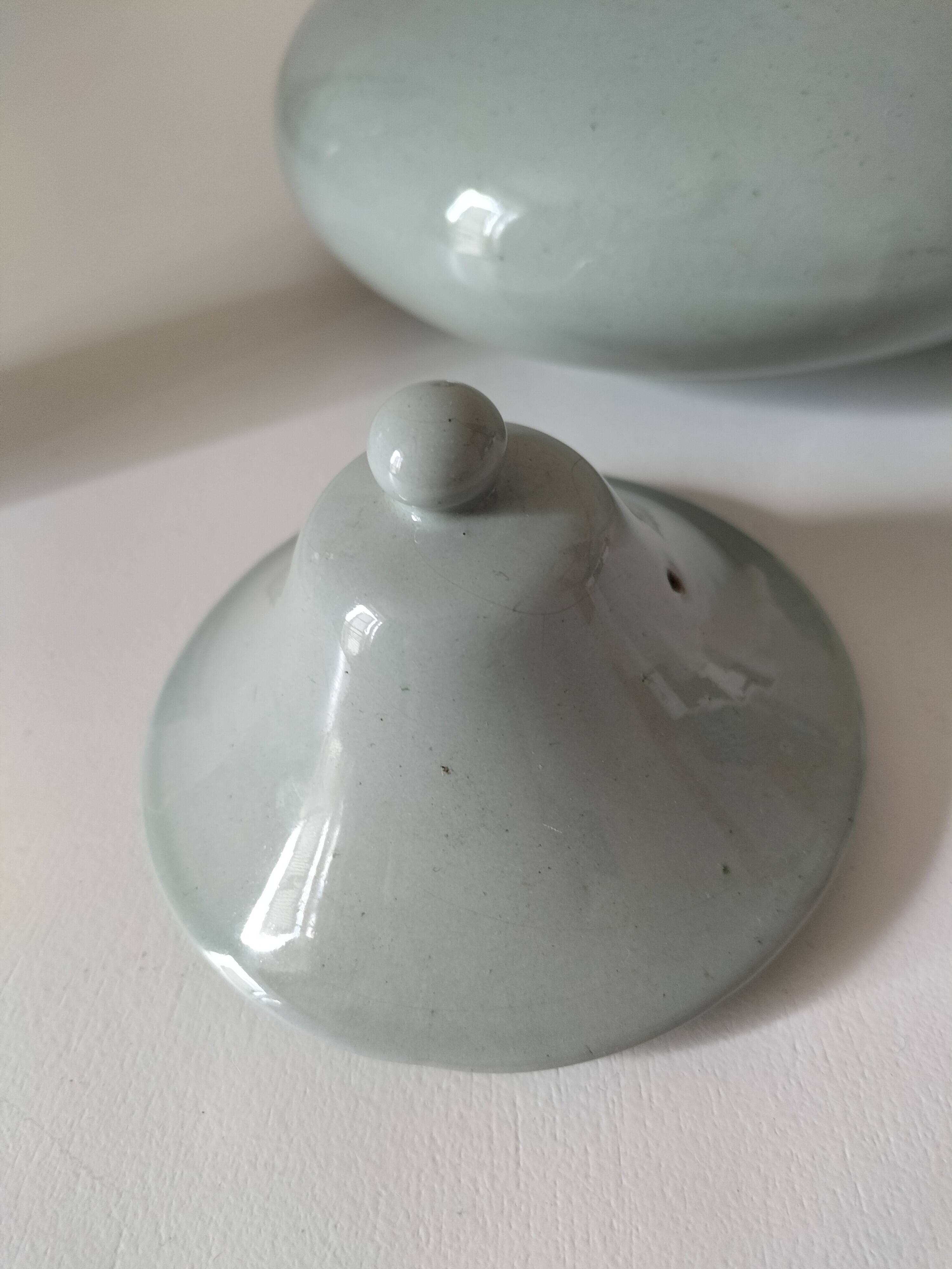 Celadon speckled glazed ceramic teapot