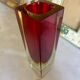 Small red vase made of Murano glass.