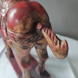 Ancienne statue cheval en bois polychrome 26 cm x 7 cm