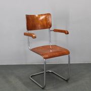 Bauhaus cantilever armchair in chrome tubular steel and beech, 1930s