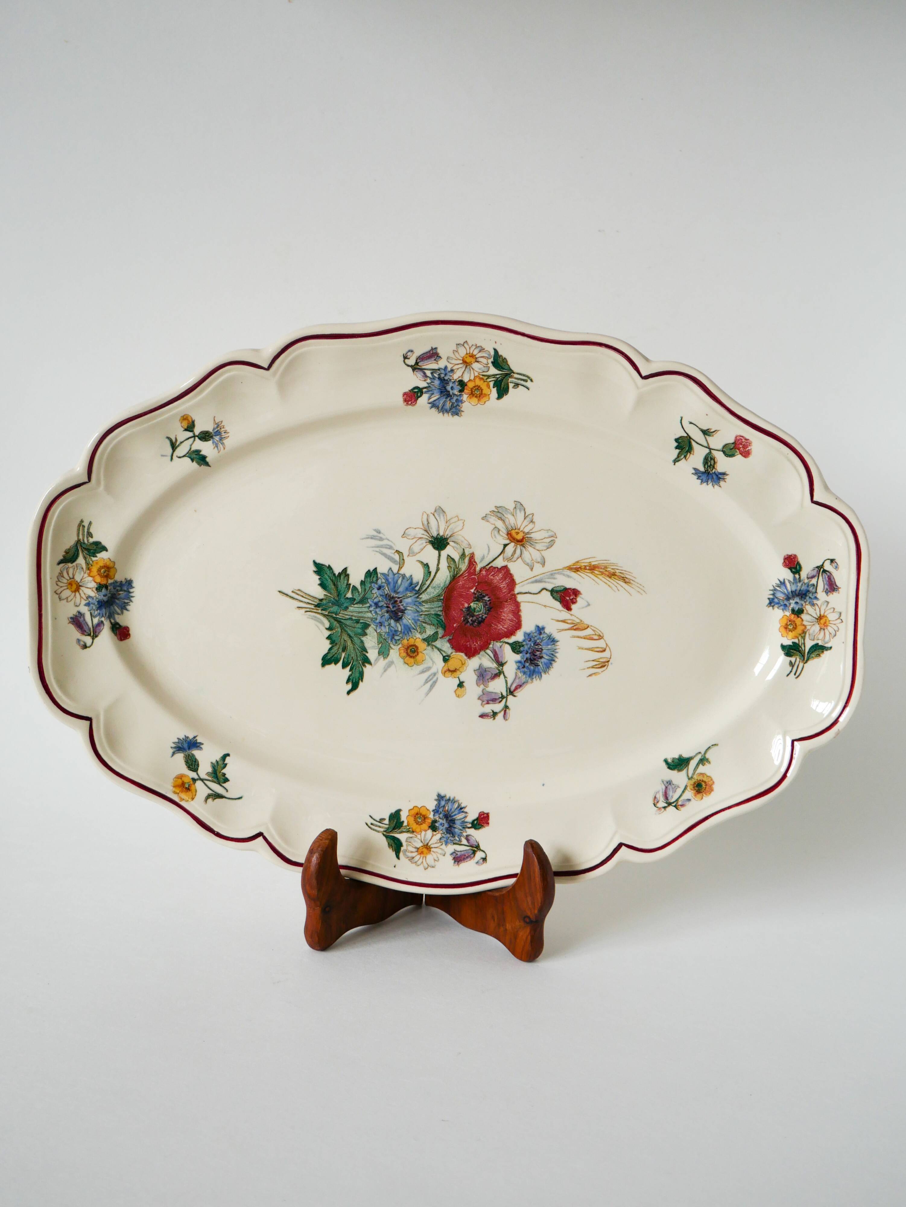 oval dish Digoin Sarreguemines model Agreste, 1960