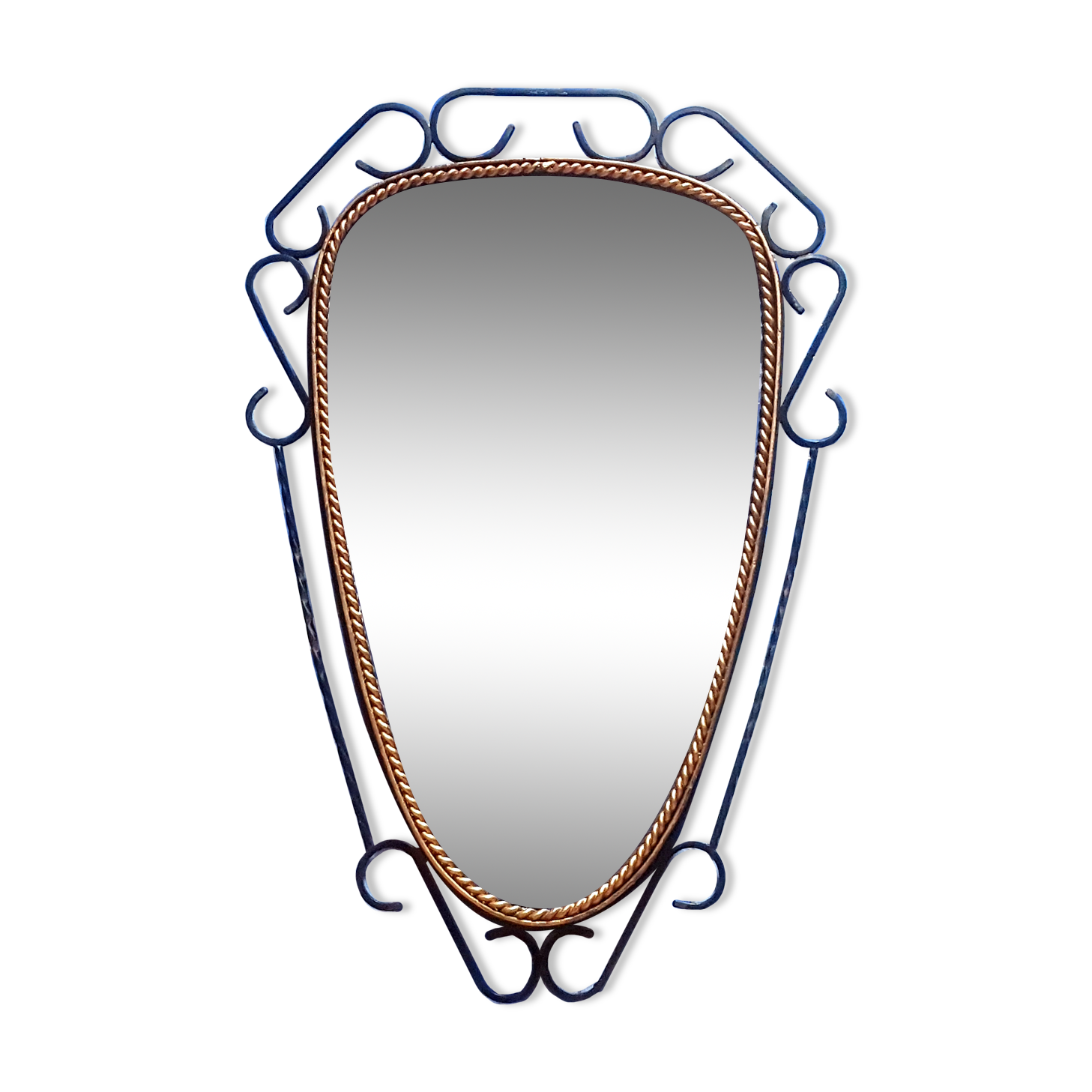 Oval mirror wrought iron 50s 46x70cm