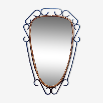Miroir ovale fer forgé années 50 46X70CM