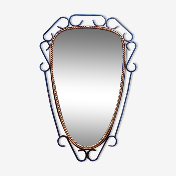 Oval mirror wrought iron 50s 46x70cm