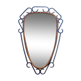 Oval mirror wrought iron 50s 46x70cm