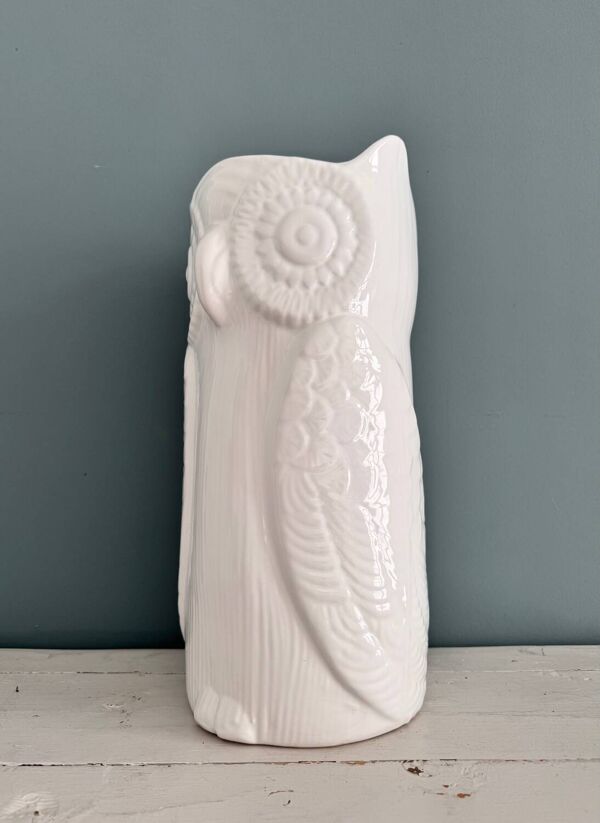 Porte-parapluies hibou en céramique vintage