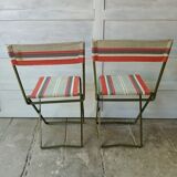 Vintage metal and canvas folding camping chairs