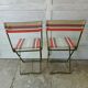 Chaises de camping pliables vintage en métal et toile