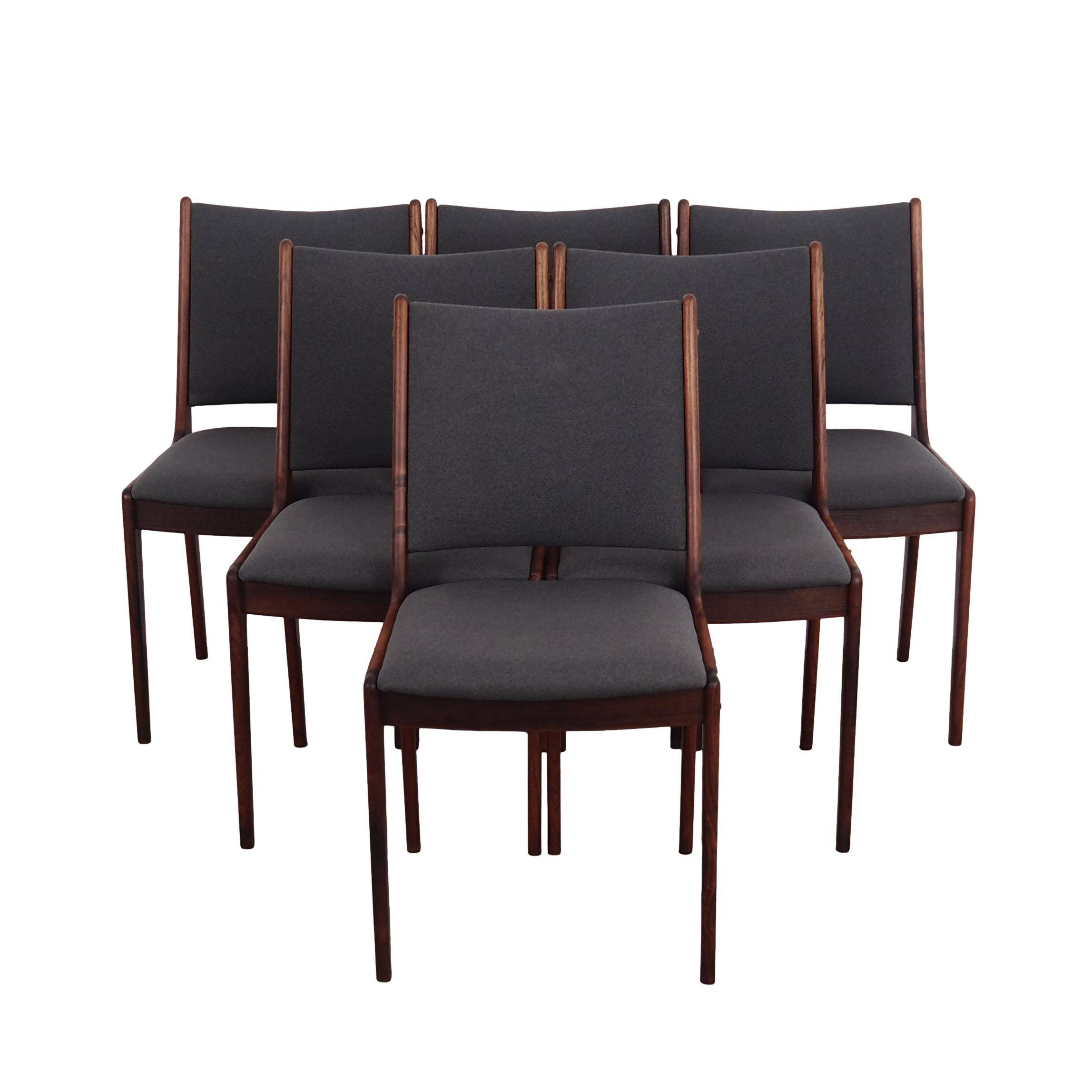 Set of six rosewood chairs, Danish design, 1960s, designer: Johannes Andersen