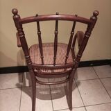 Thonet ancien fauteuil chaise bistrot cannée bois signé