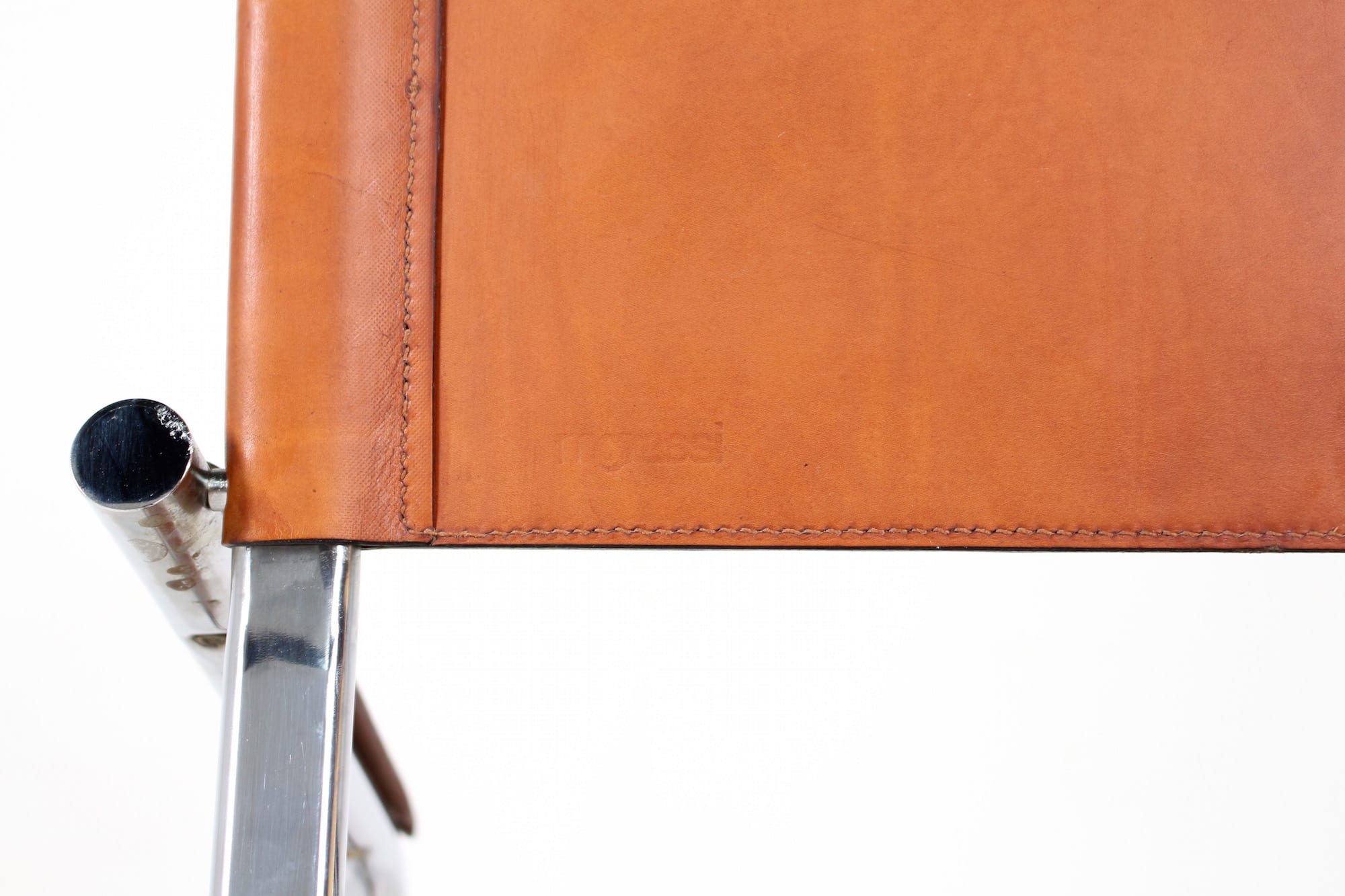 4 Matteo Grassi leather cogna cantilever armchairs