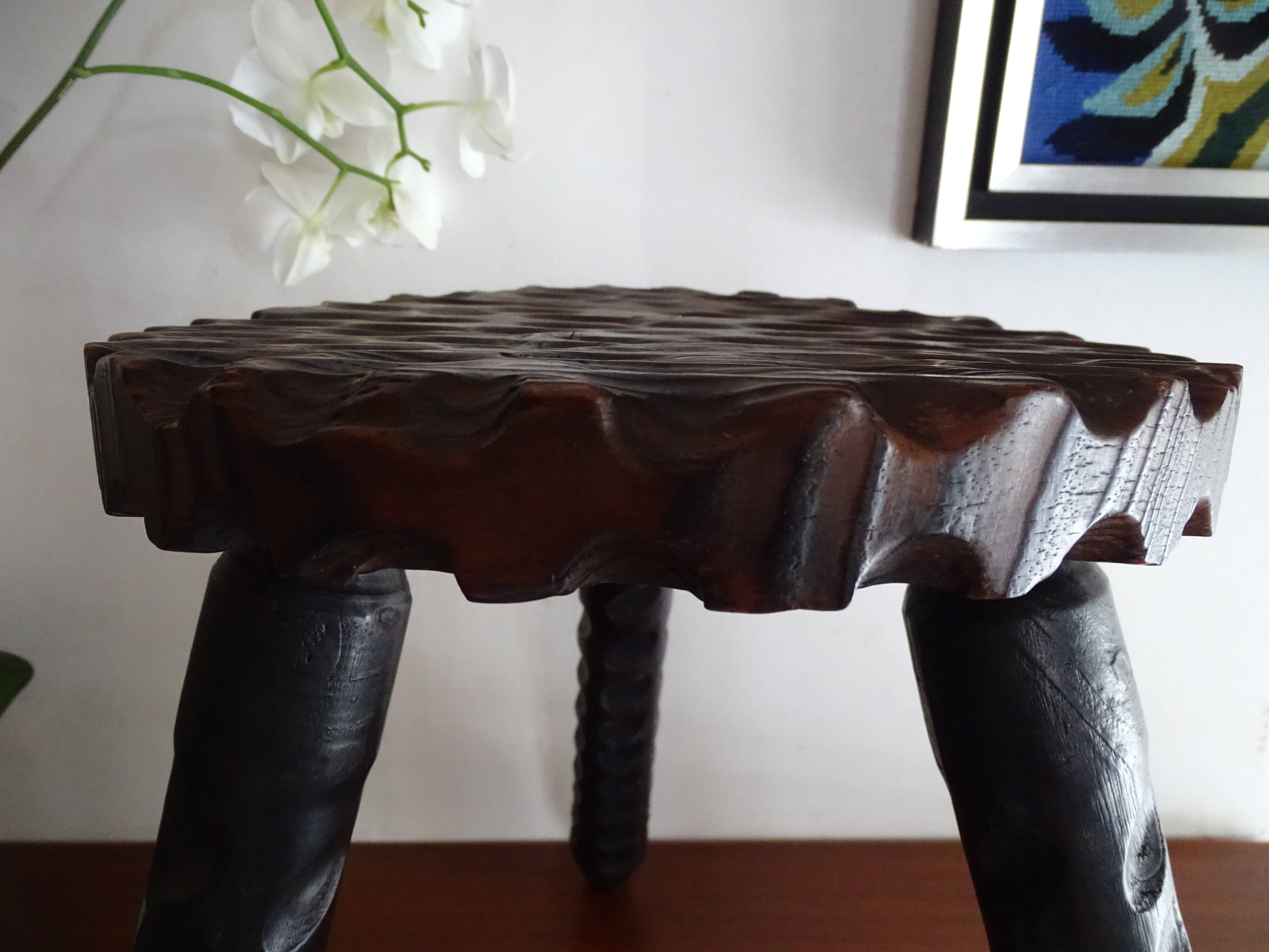 Vintage wooden tripod foot stool