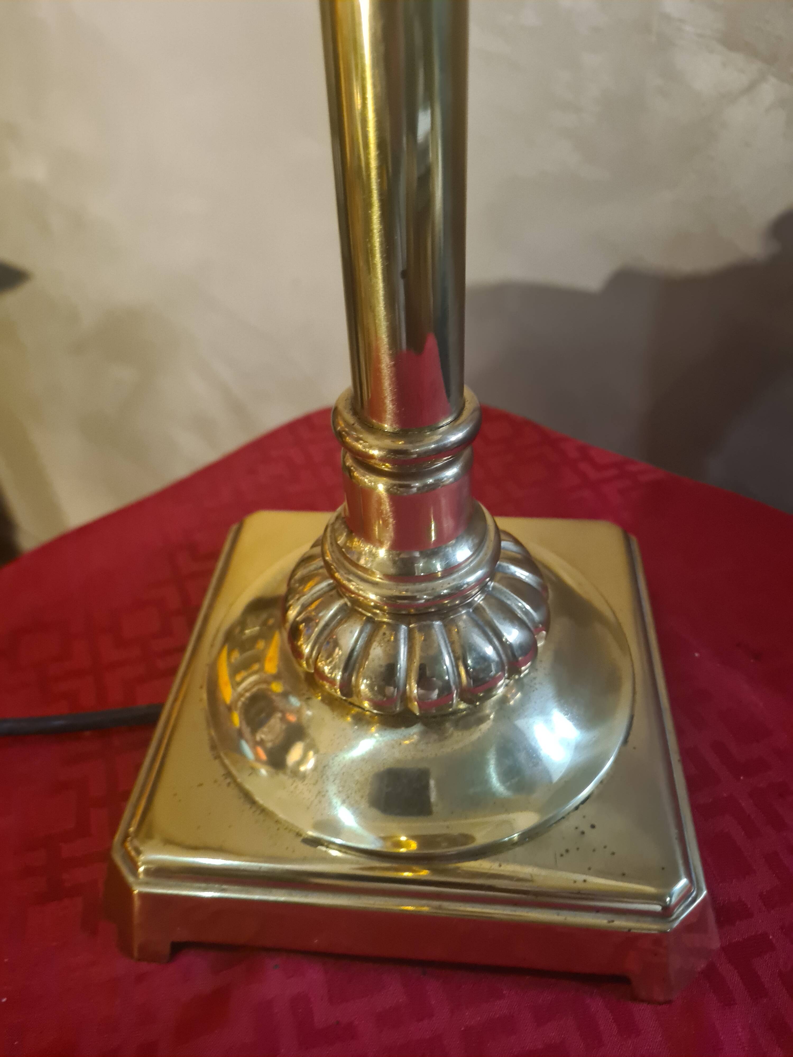 large 1970s luxury solid brass living room lamp with new linen shade 68x35