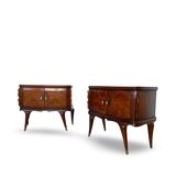 Tables de chevet plaquées en palissandre avec plateau en onyx vert