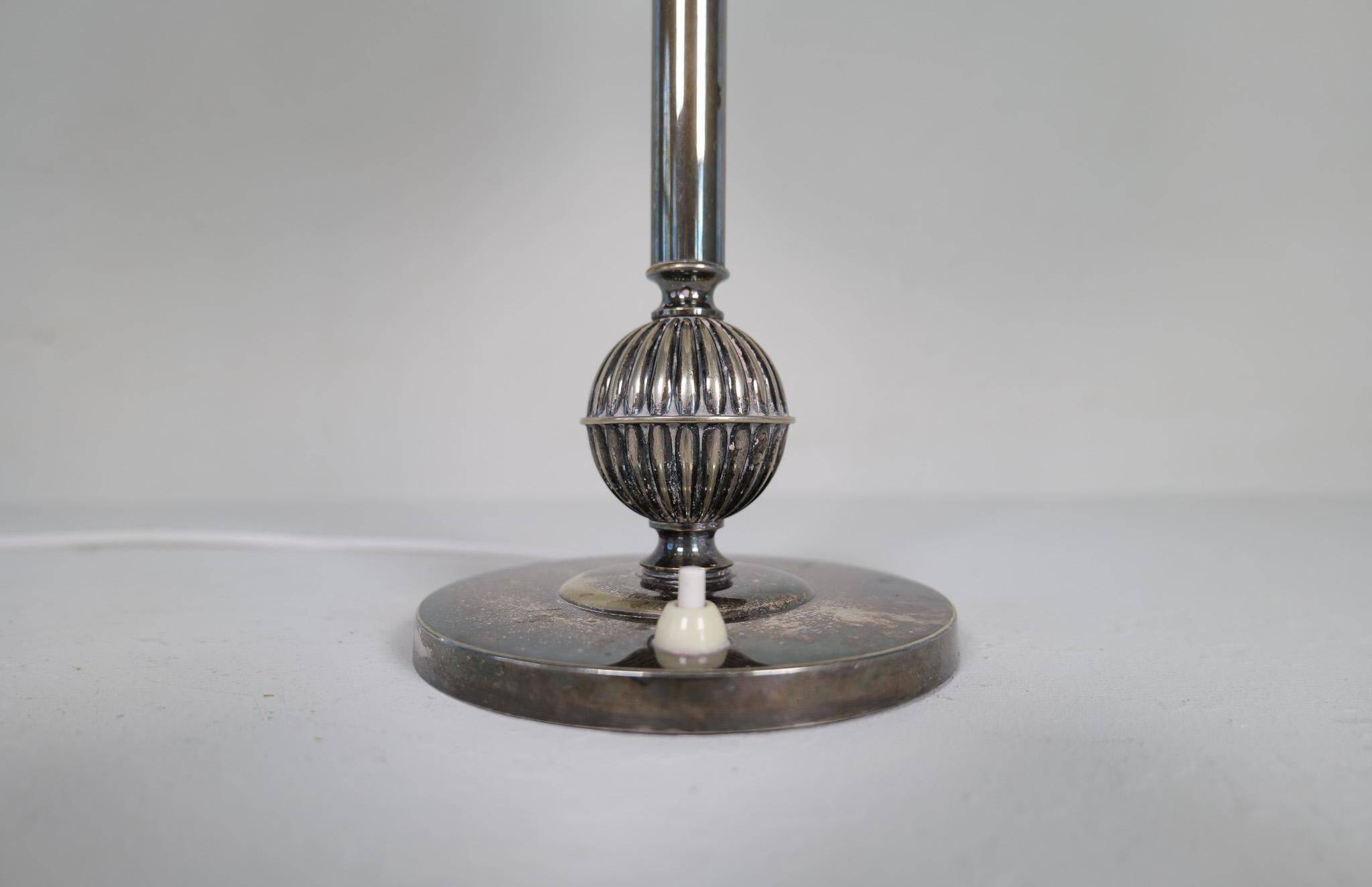 Art Deco table lamp in silver plate, 1930s Sweden