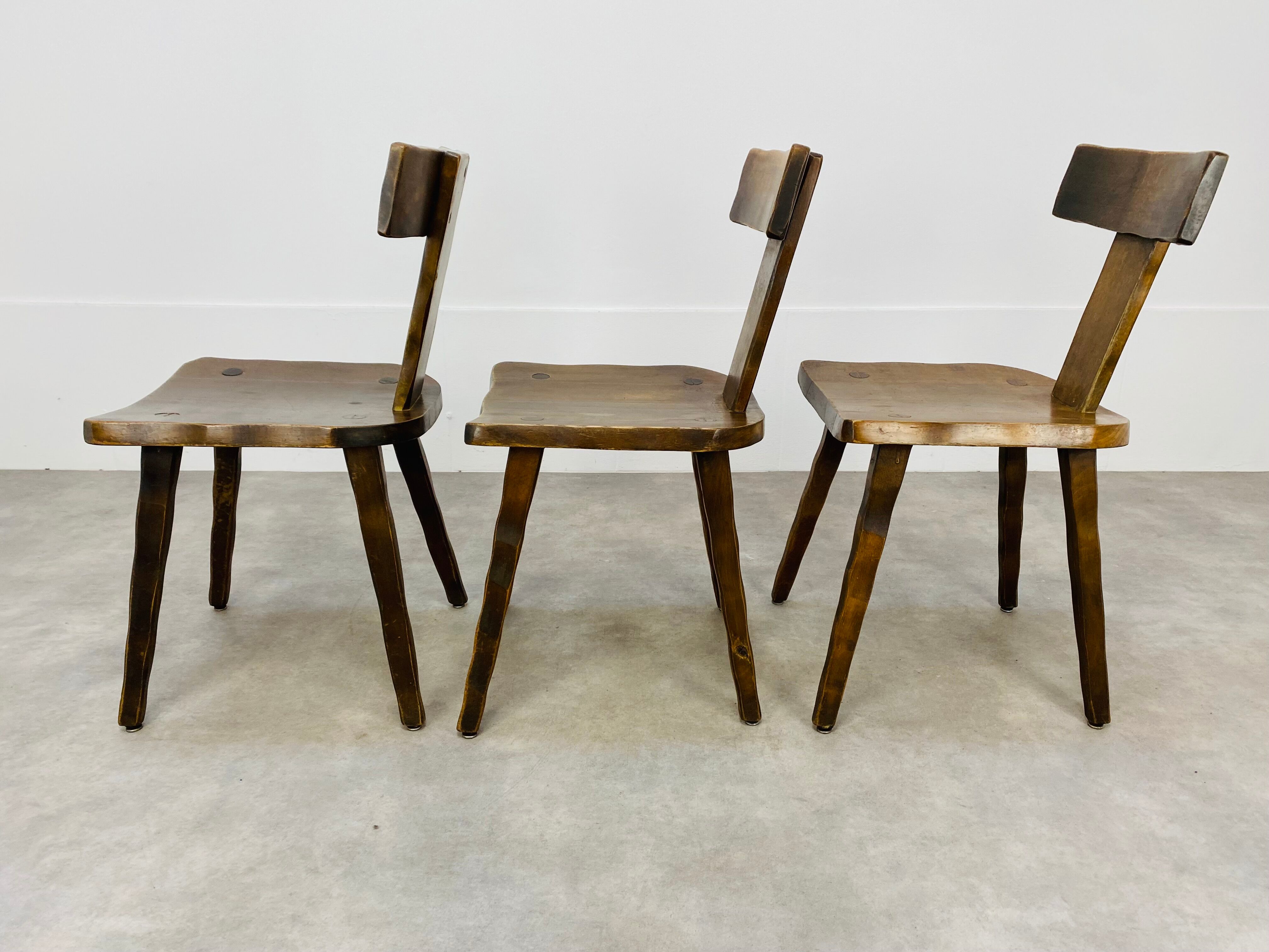 3 T chairs brutalists solid wood