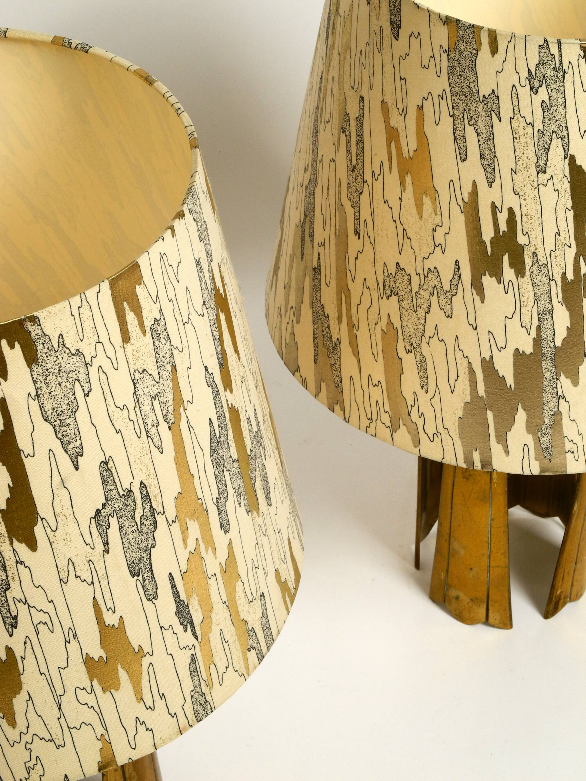 Pair of large extraordinary heavy Mid Century brass table lamps