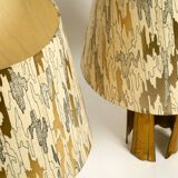 Pair of large extraordinary heavy Mid Century brass table lamps