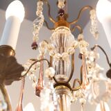 French chandelier late 19th patinated brass 6 arms