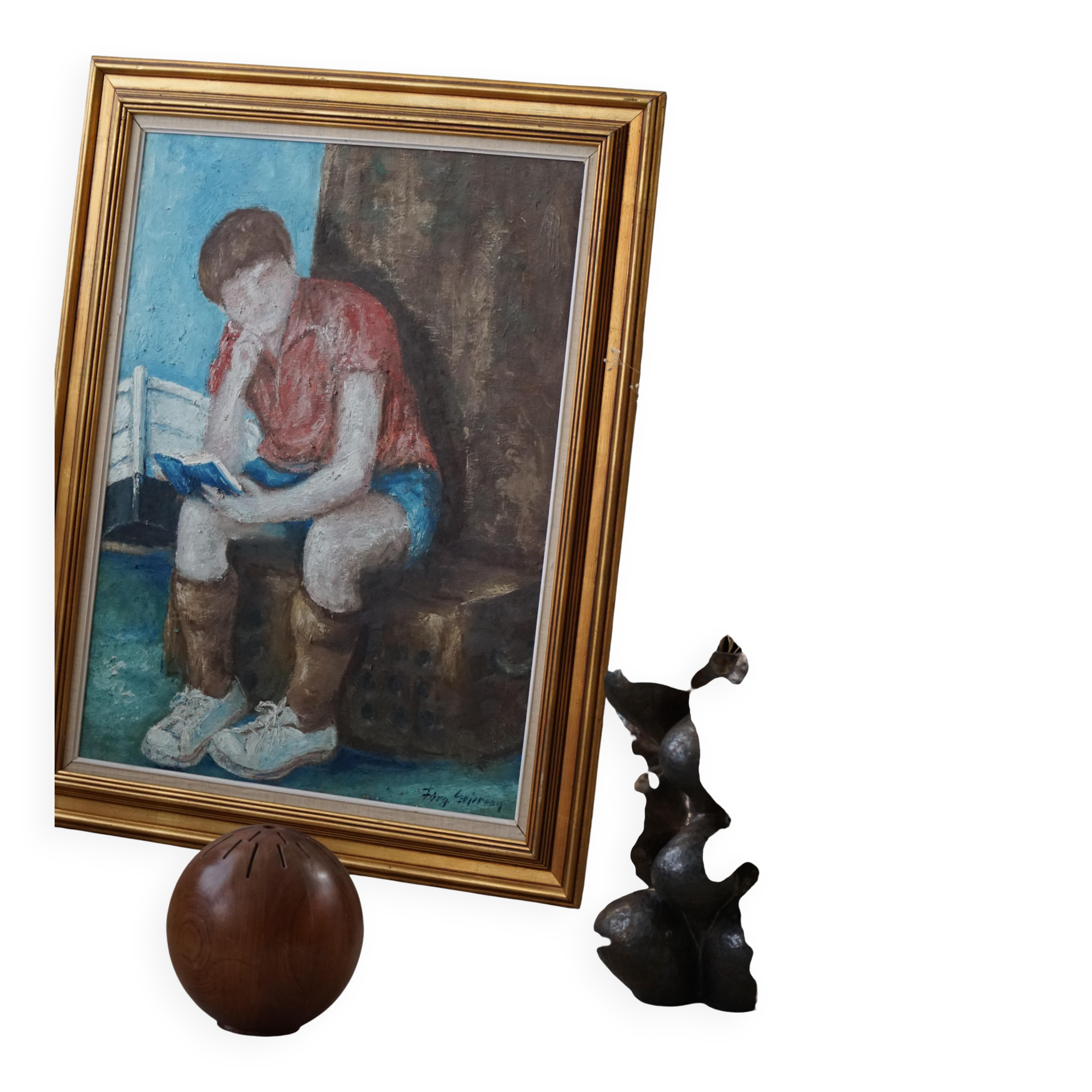 Oil painting by Jørgen Sejersen, Mid-century Modernism, 1960s